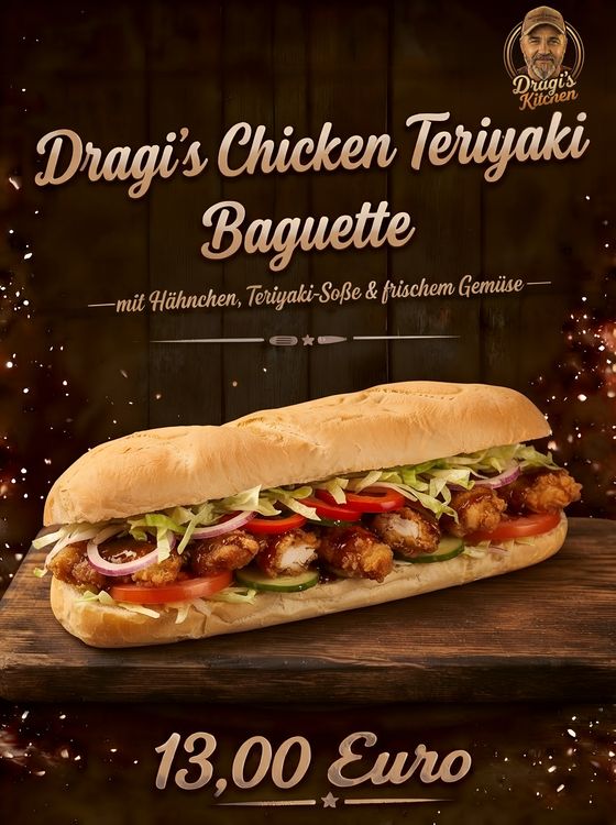 Plakat: Chicken Teriyaki Baguette für 13 Euro